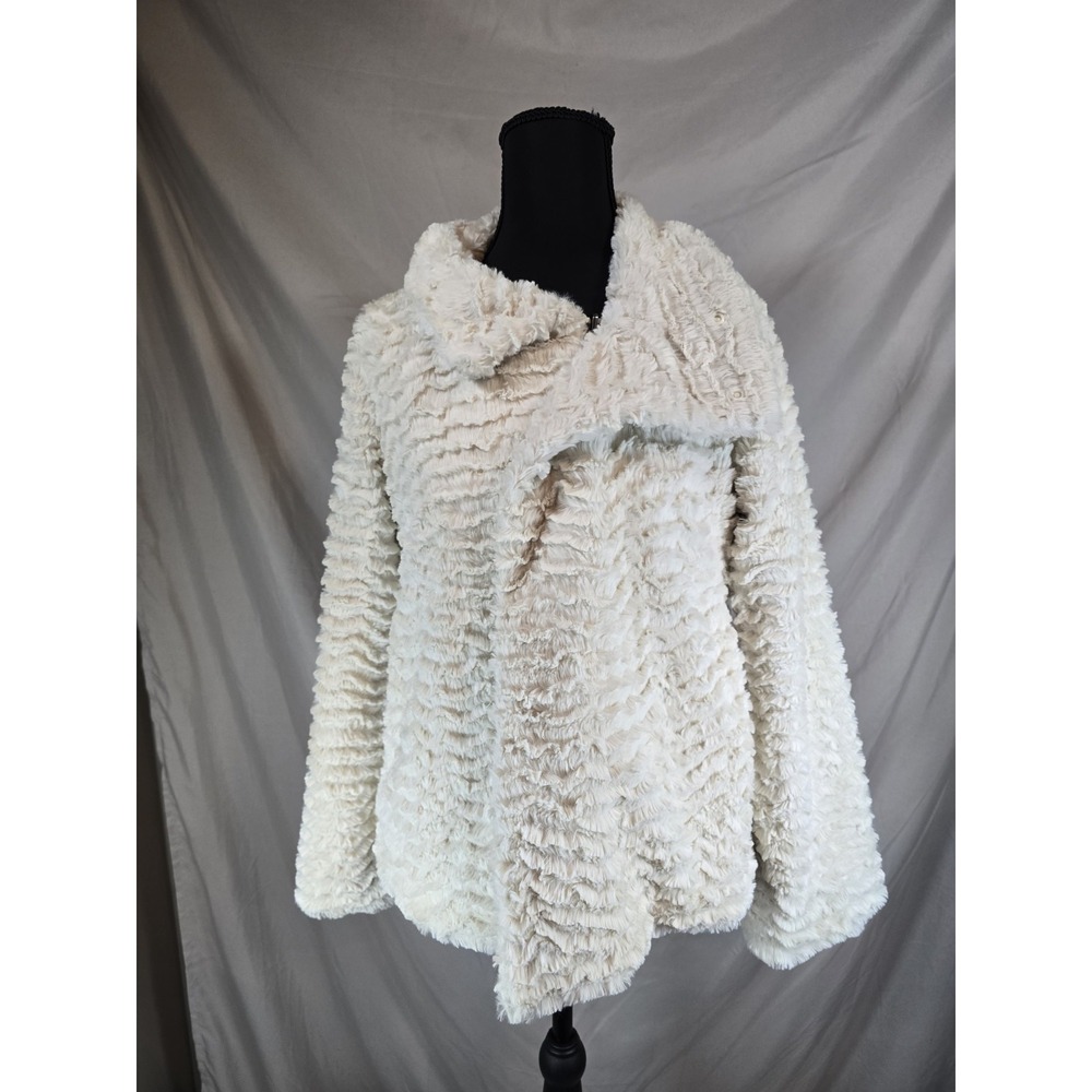 Patagonia Jacket Extra Small Women Ivory Pelage Fleece Fur Full Zip Fuzzy w Snap